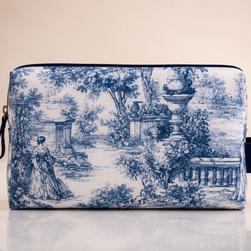 NECESSAIRE TOILE DE JOUY BLEU