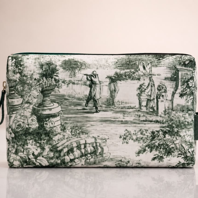 NECESSAIRE TOILE DE JOUY VERT