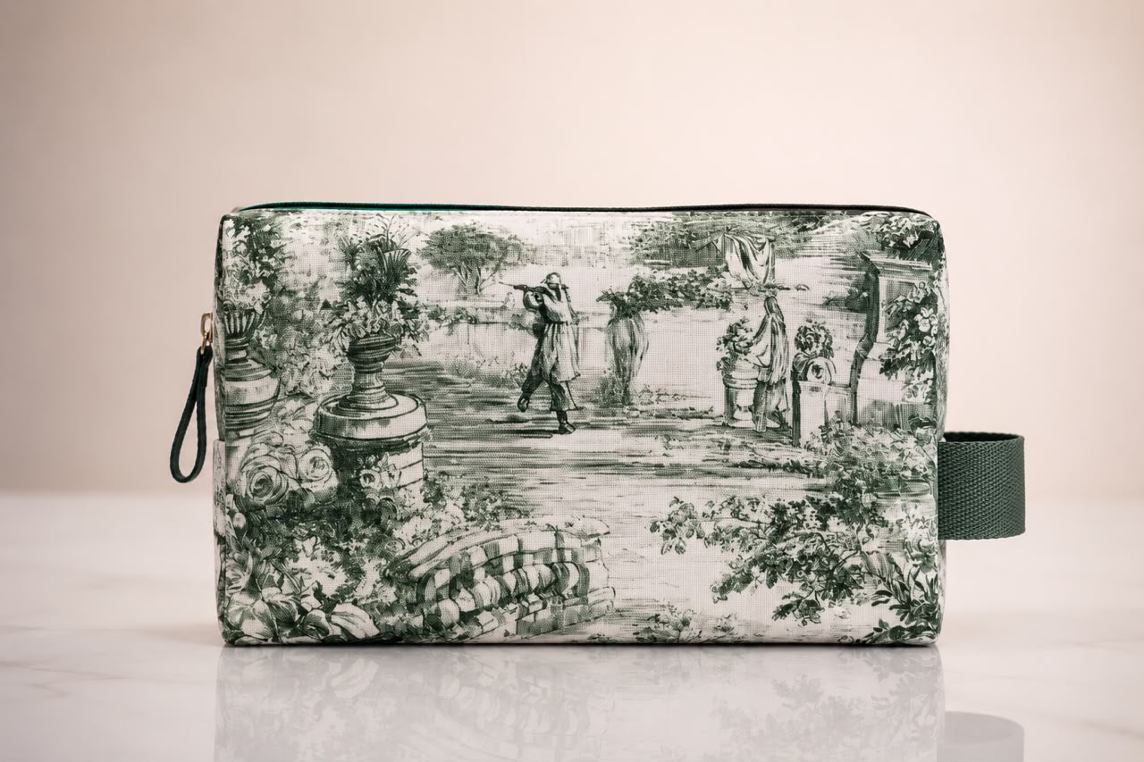 NECESSAIRE TOILE DE JOUY VERT